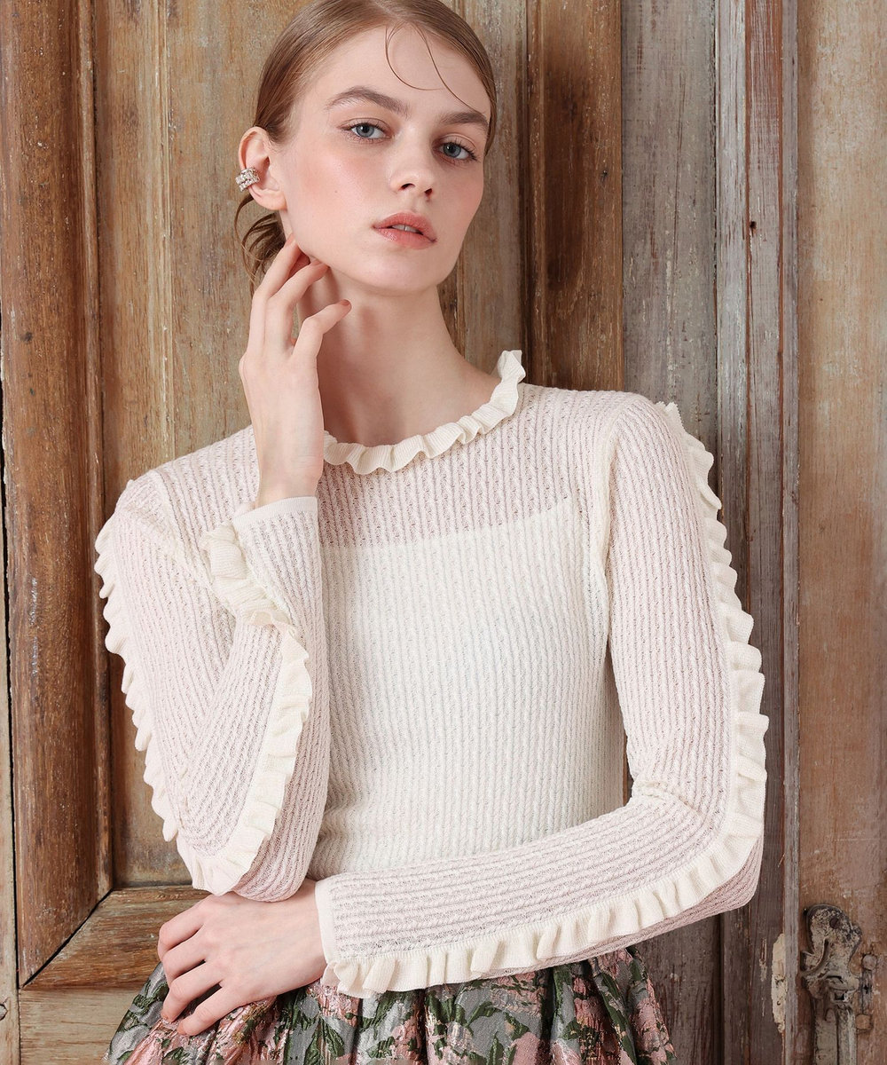 LOULOU WILLOUGHBY レーシィーニットインナー ホワイト (01)
