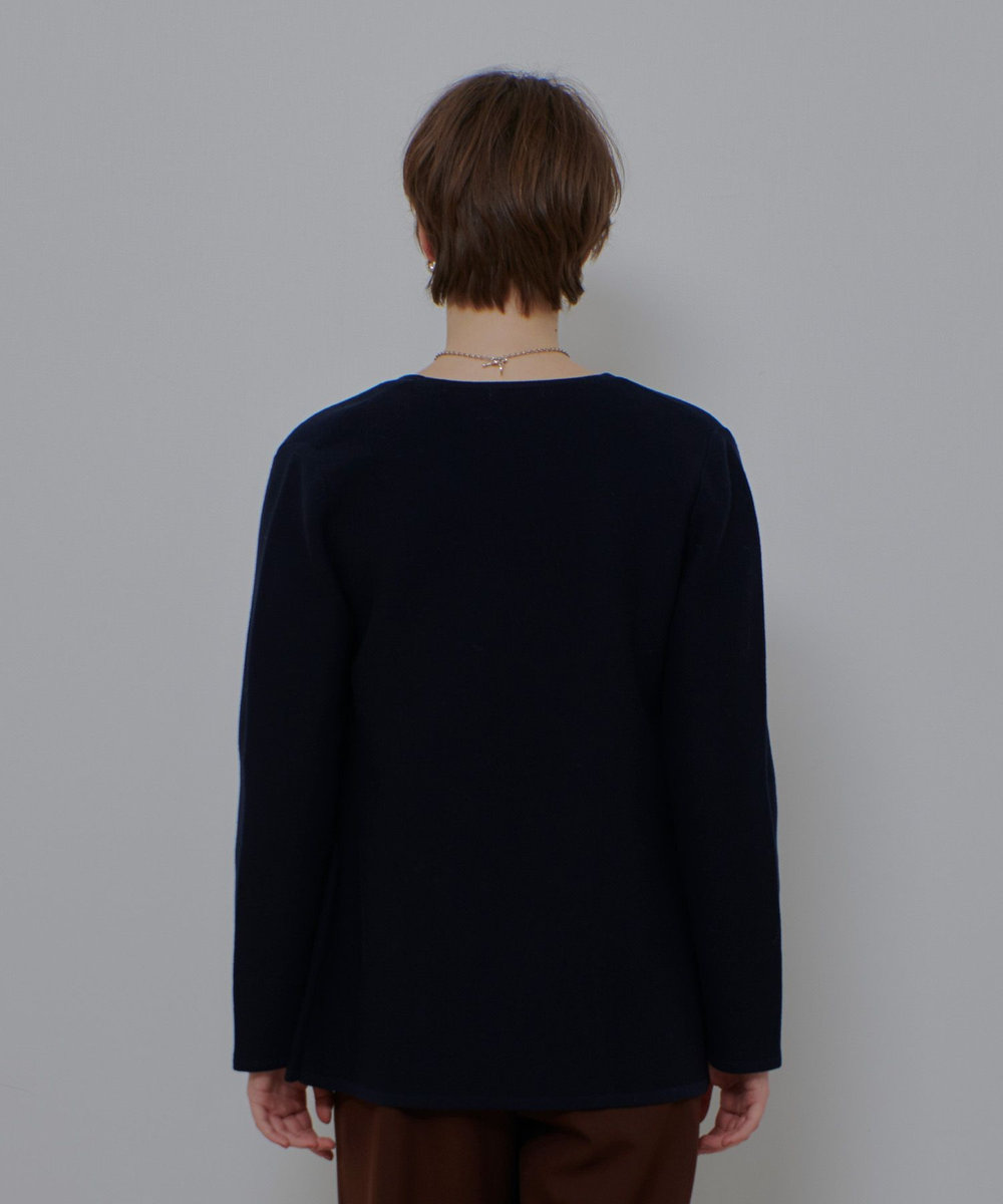 allureville ガーターノーカラーニットジャケット ネイビー (65)