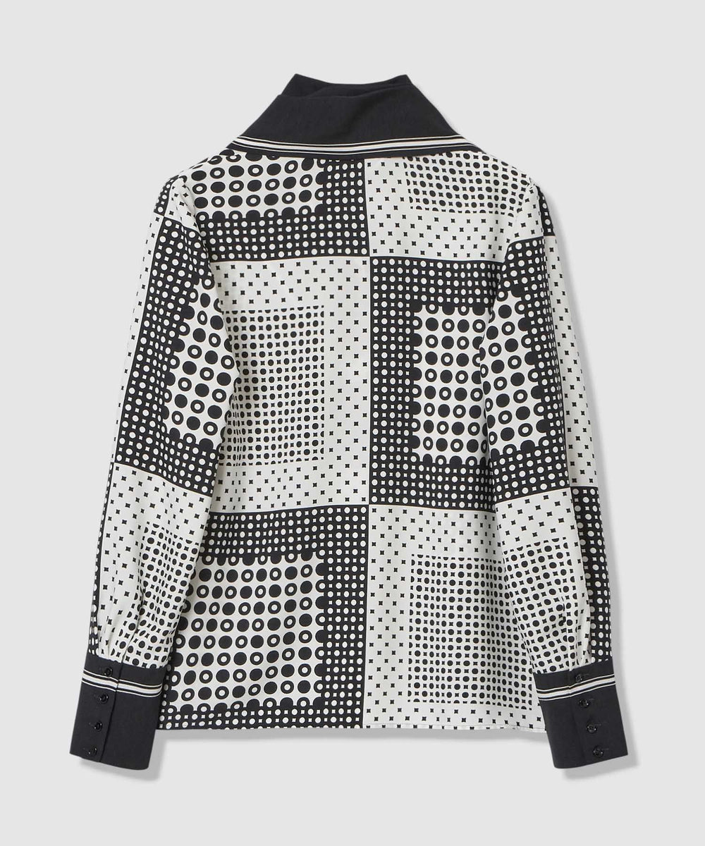 allureville 幾何プリントボウタイブラウス ネイビー (65)