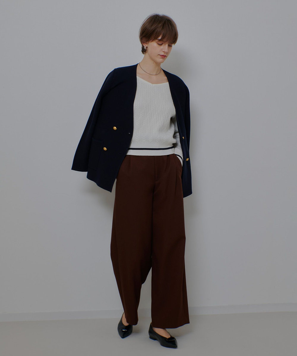 allureville ガーターノーカラーニットジャケット ネイビー (65)