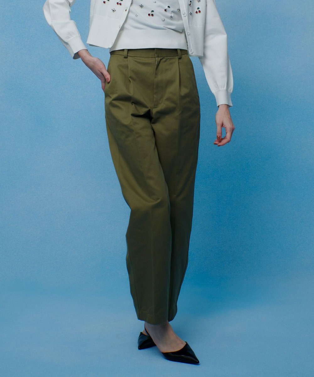 LOULOU WILLOUGHBY 【LOULOU WILLOUGHBY】タックチノパンツ カーキ (76)