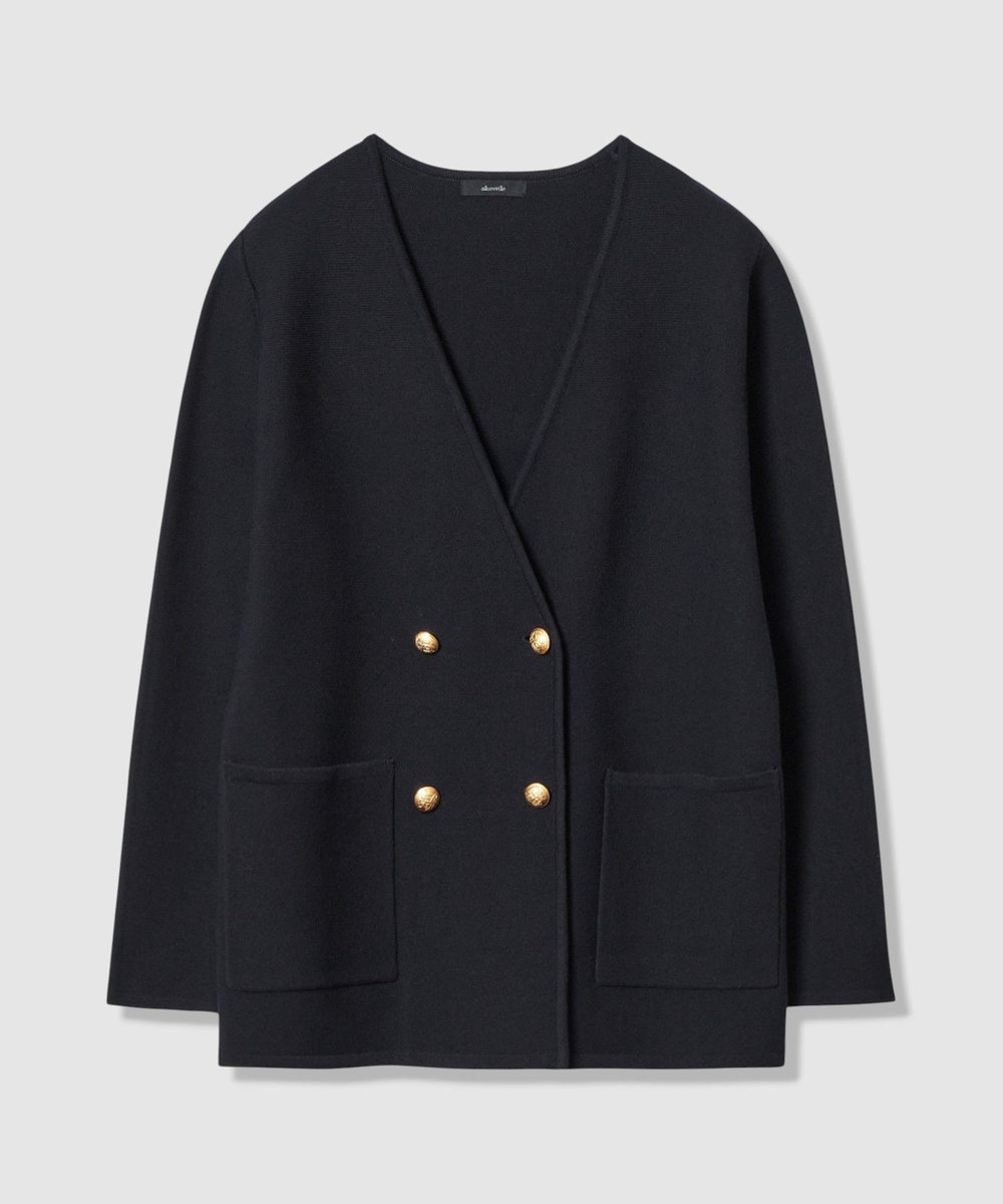 allureville ガーターノーカラーニットジャケット ネイビー (65)