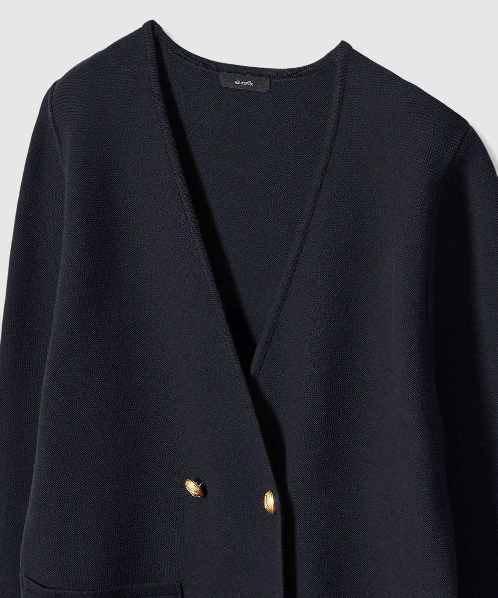 allureville ガーターノーカラーニットジャケット ネイビー (65)