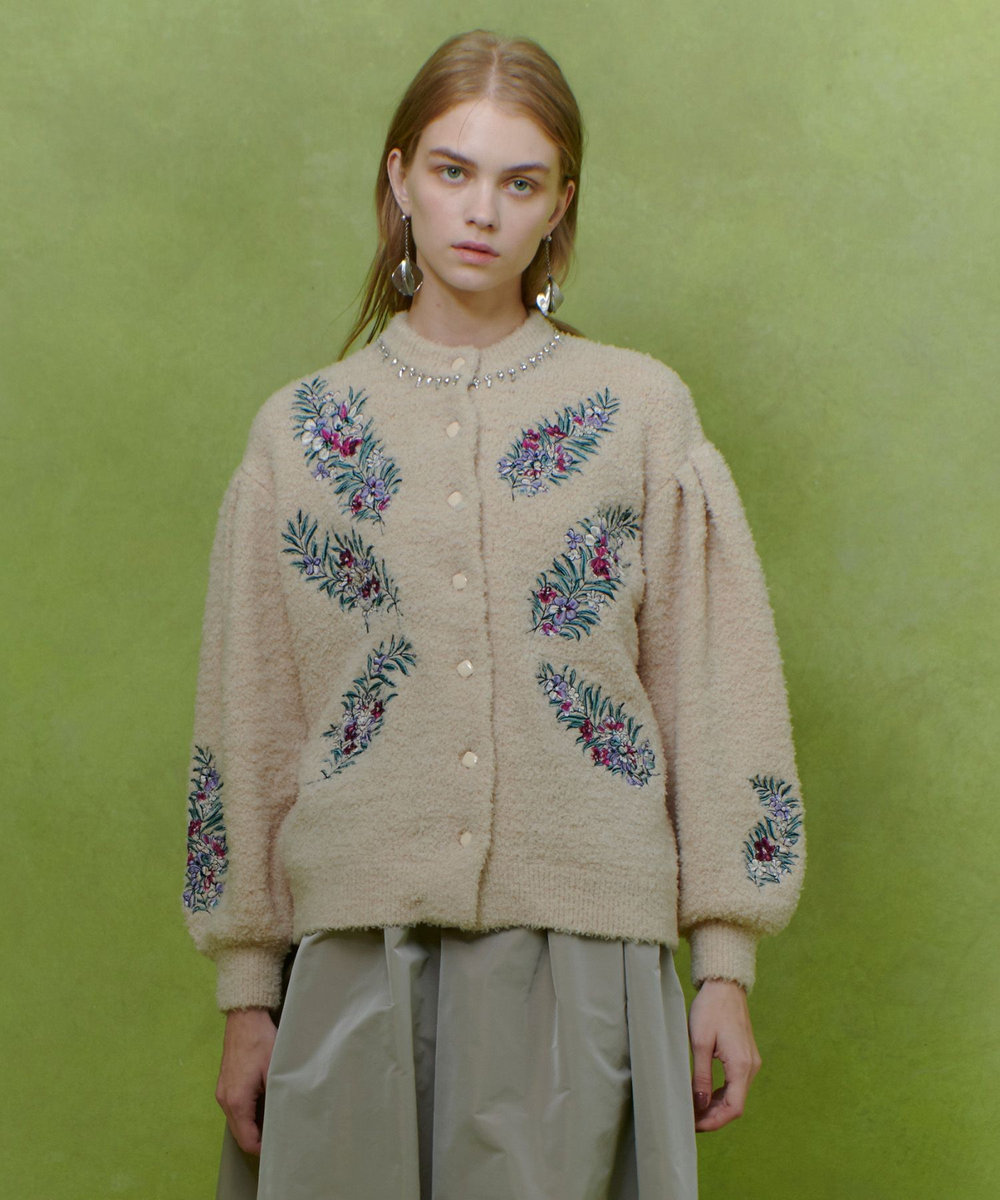 LOULOU WILLOUGHBY 【LOULOU WILLOUGHBY】フラワーズエンブロイダリーカーディガン ライトピンク (42)