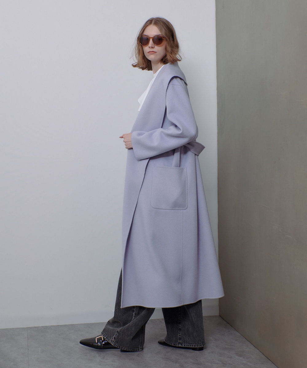 allureville カシミヤ混リバービックショールコート ラベンダー (53)