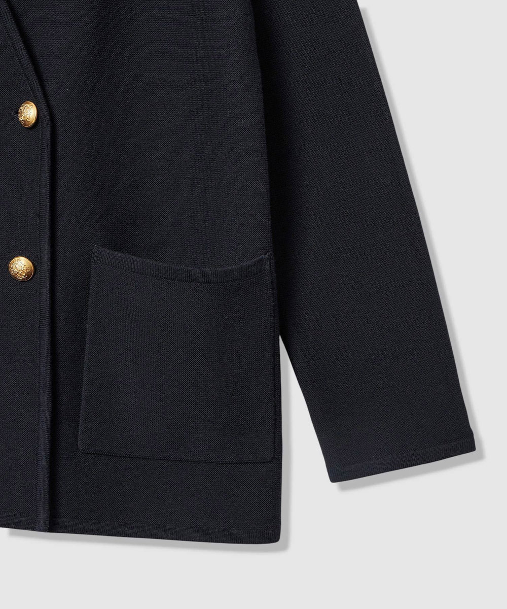 allureville ガーターノーカラーニットジャケット ネイビー (65)