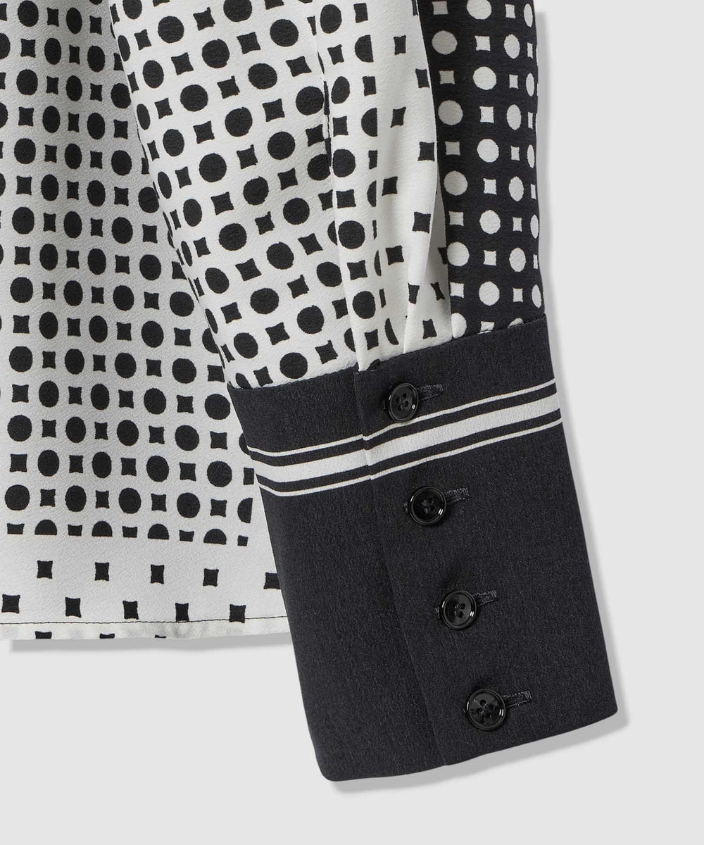 allureville 幾何プリントボウタイブラウス ネイビー (65)