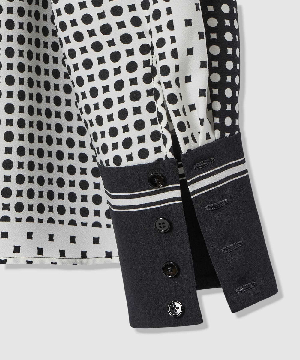 allureville 幾何プリントボウタイブラウス ネイビー (65)