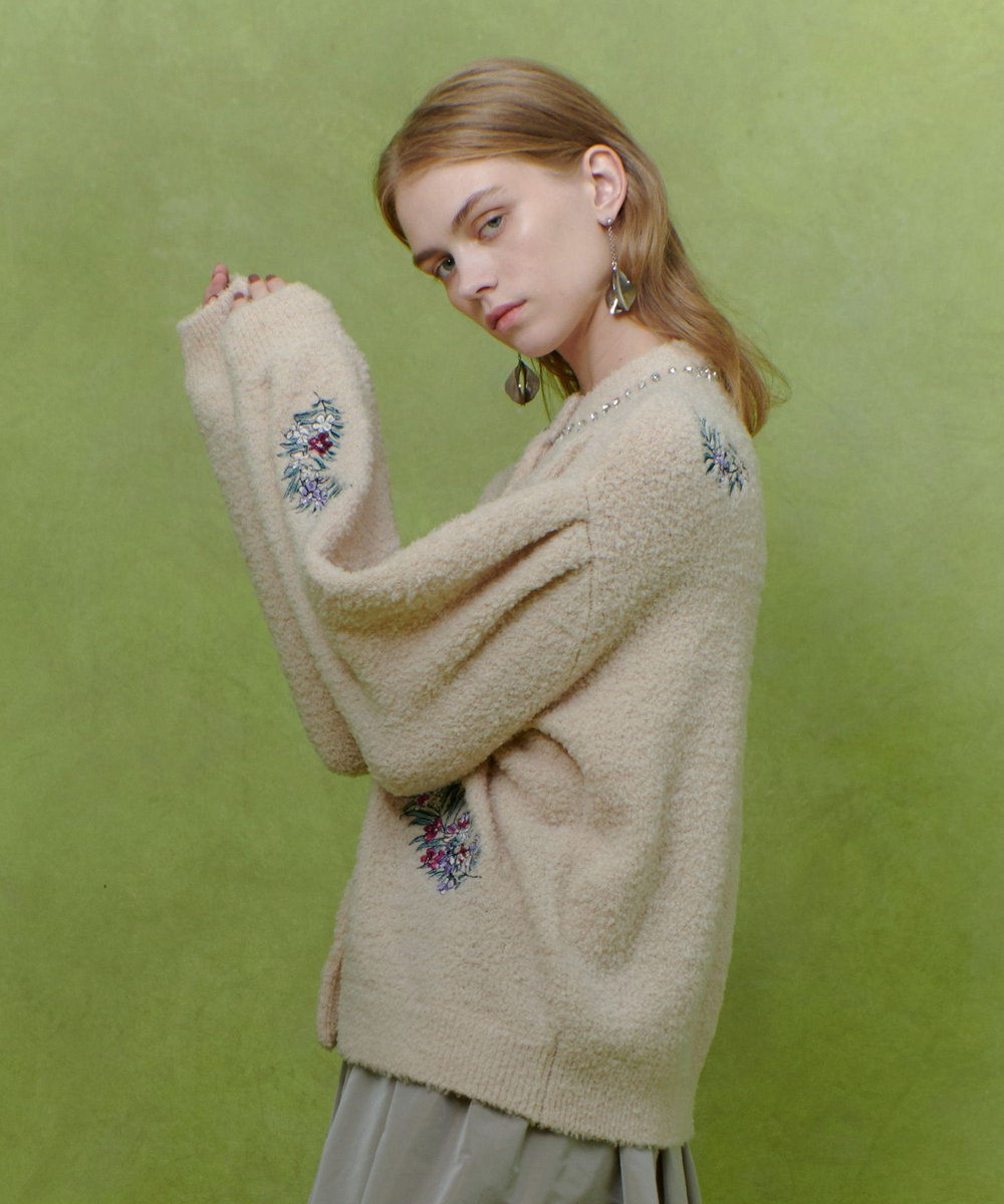 LOULOU WILLOUGHBY 【LOULOU WILLOUGHBY】フラワーズエンブロイダリーカーディガン ライトピンク (42)