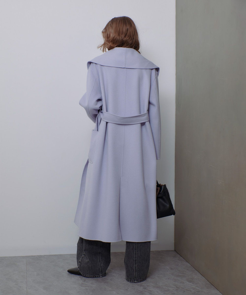 allureville カシミヤ混リバービックショールコート ラベンダー (53)