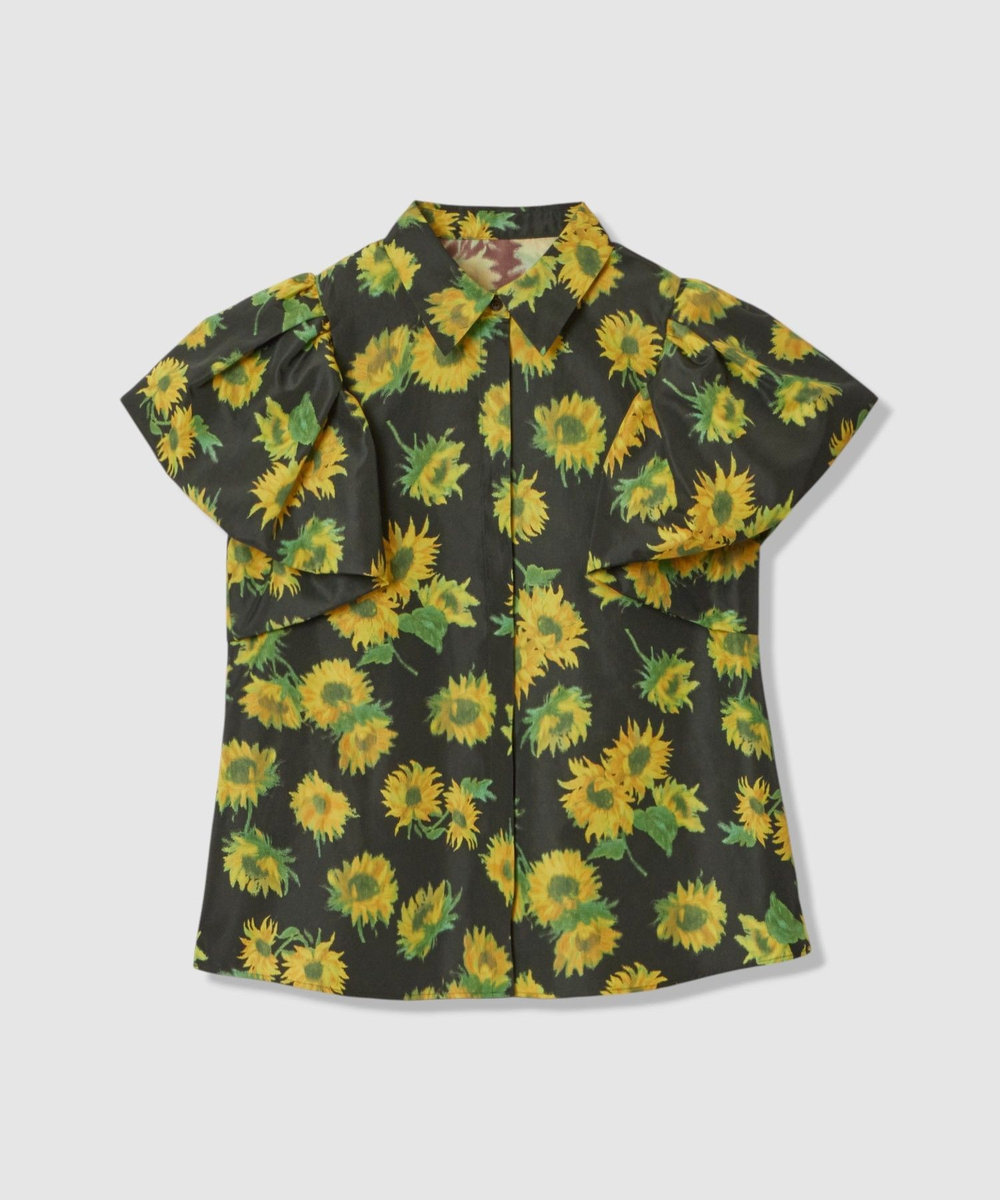 LOULOU WILLOUGHBY  WEB 一部店舗限定【LOULOU WILLOUGHBY】サンフラワープリントバルーンスリーブシャツ ブラック系 (98)