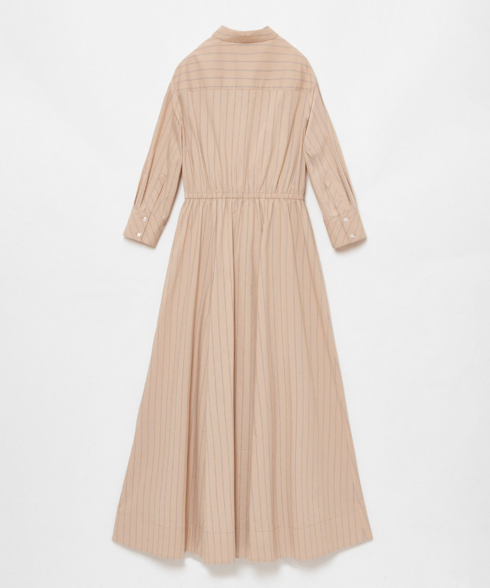 allureville ピンストライプノットシャツワンピース ベージュ (11)