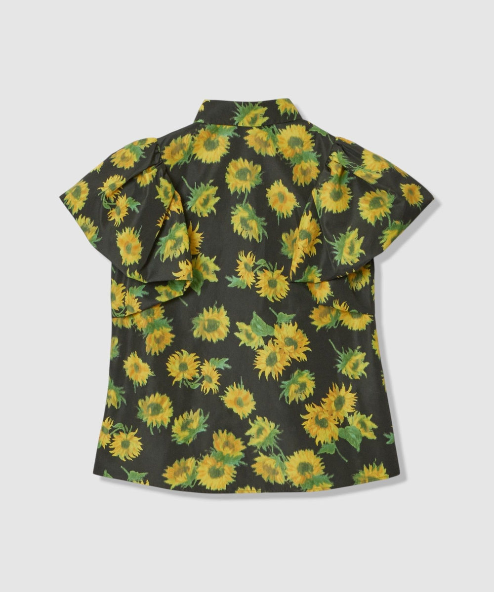 LOULOU WILLOUGHBY  WEB 一部店舗限定【LOULOU WILLOUGHBY】サンフラワープリントバルーンスリーブシャツ ブラック系 (98)