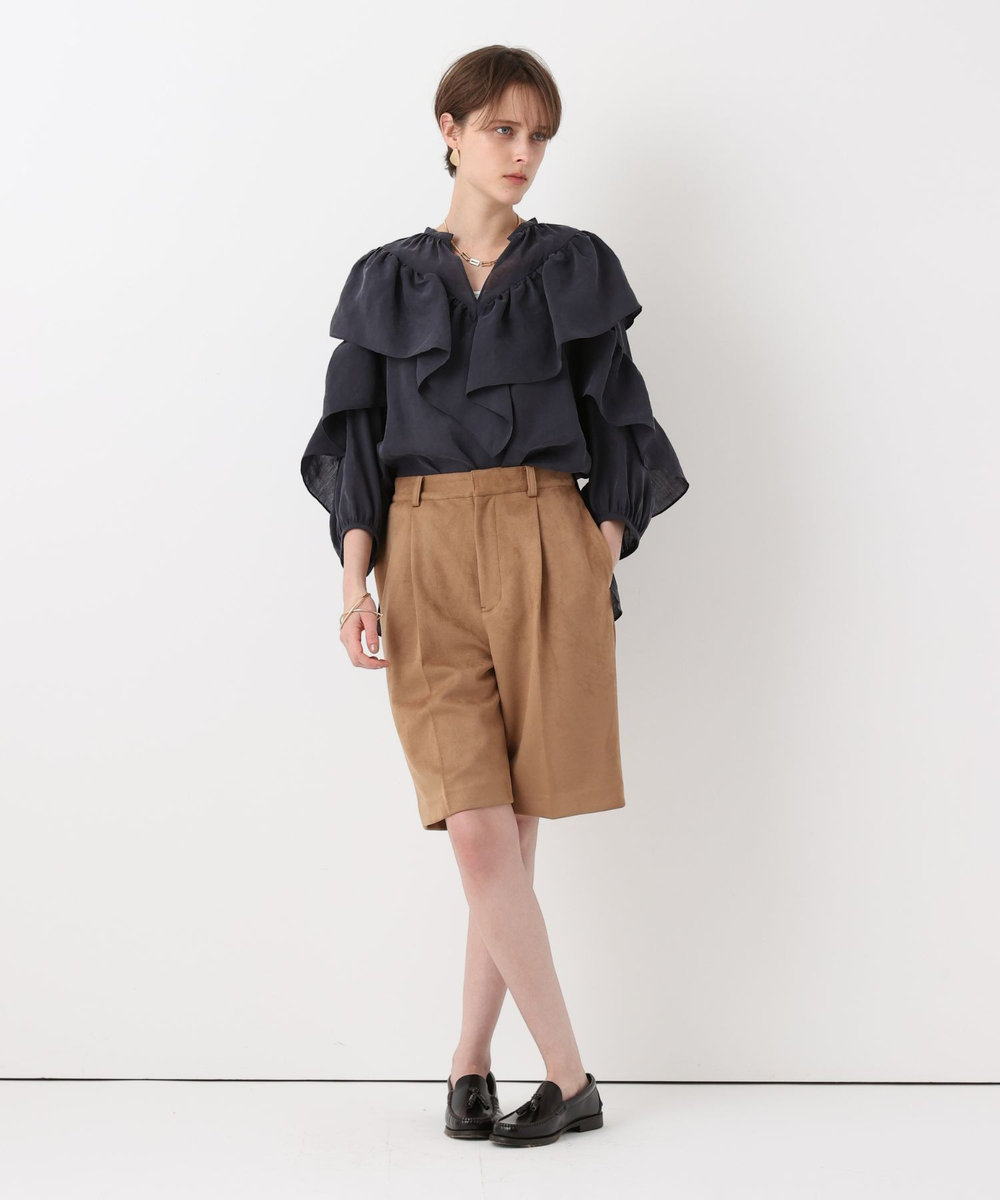 allureville フェイクスェードショートパンツ キャメル (84)