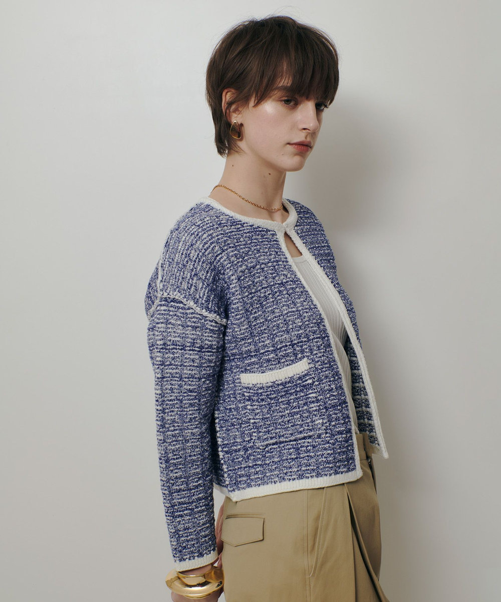 allureville リバーシブルツィードカーディガン ブルー系 (68)