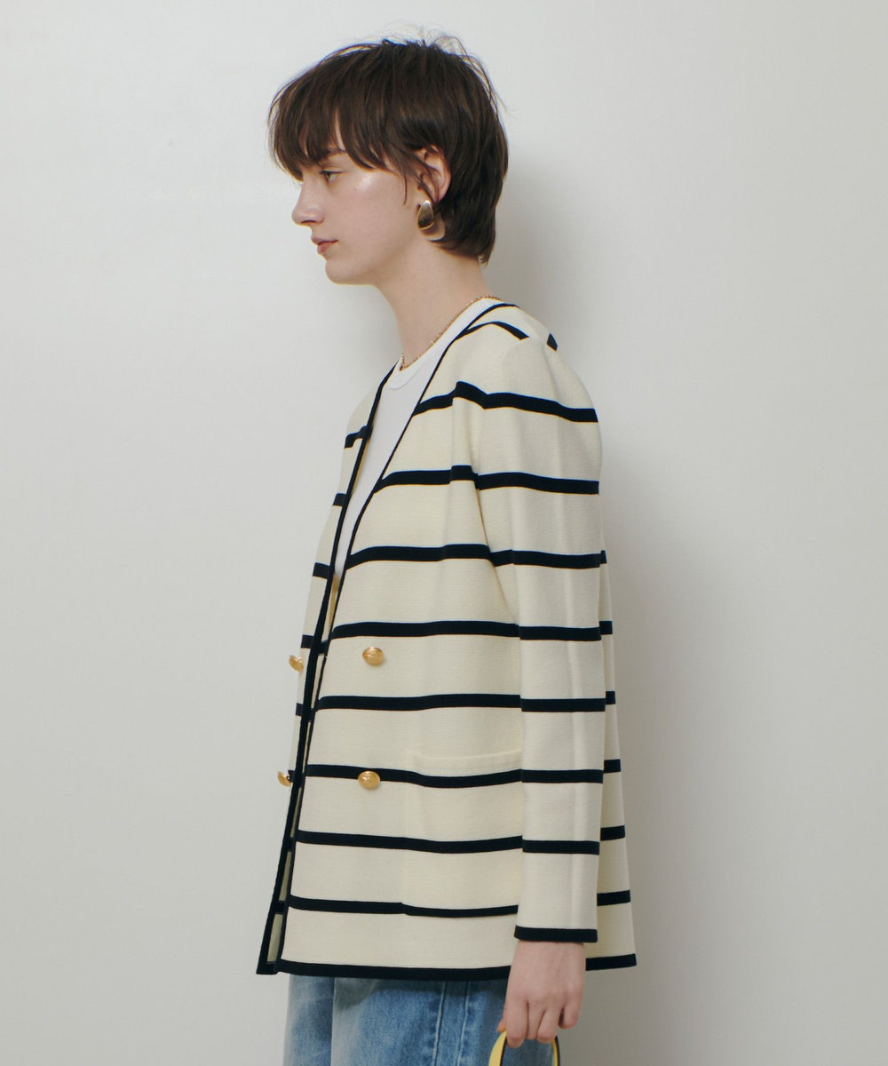 allureville ガーターノーカラーニットジャケット ブラック系 (98)