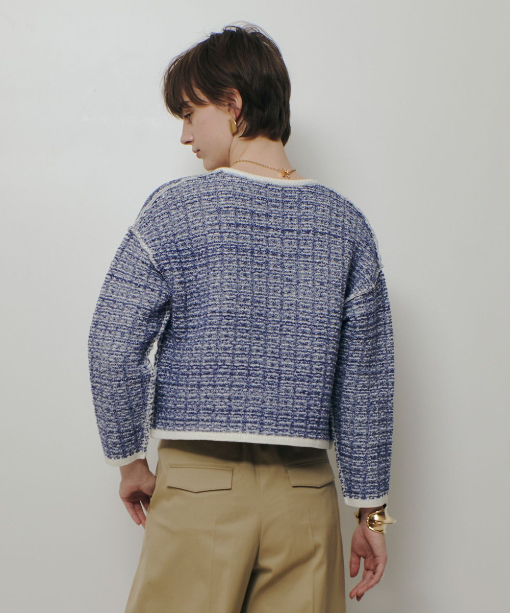 allureville リバーシブルツィードカーディガン ブルー系 (68)