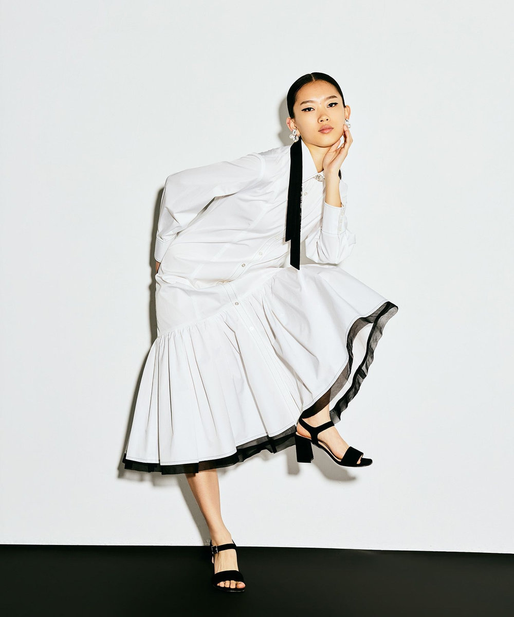 LOULOU WILLOUGHBY 【LOULOU WILLOUGHBY】メモリーツイルティアードシャツワンピース ホワイト系 (08)