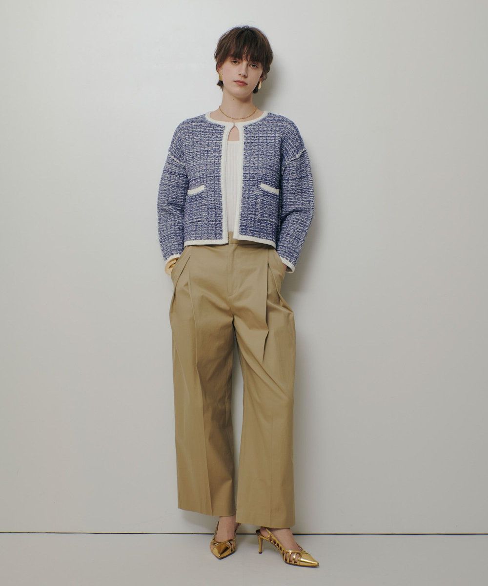 allureville リバーシブルツィードカーディガン ブルー系 (68)