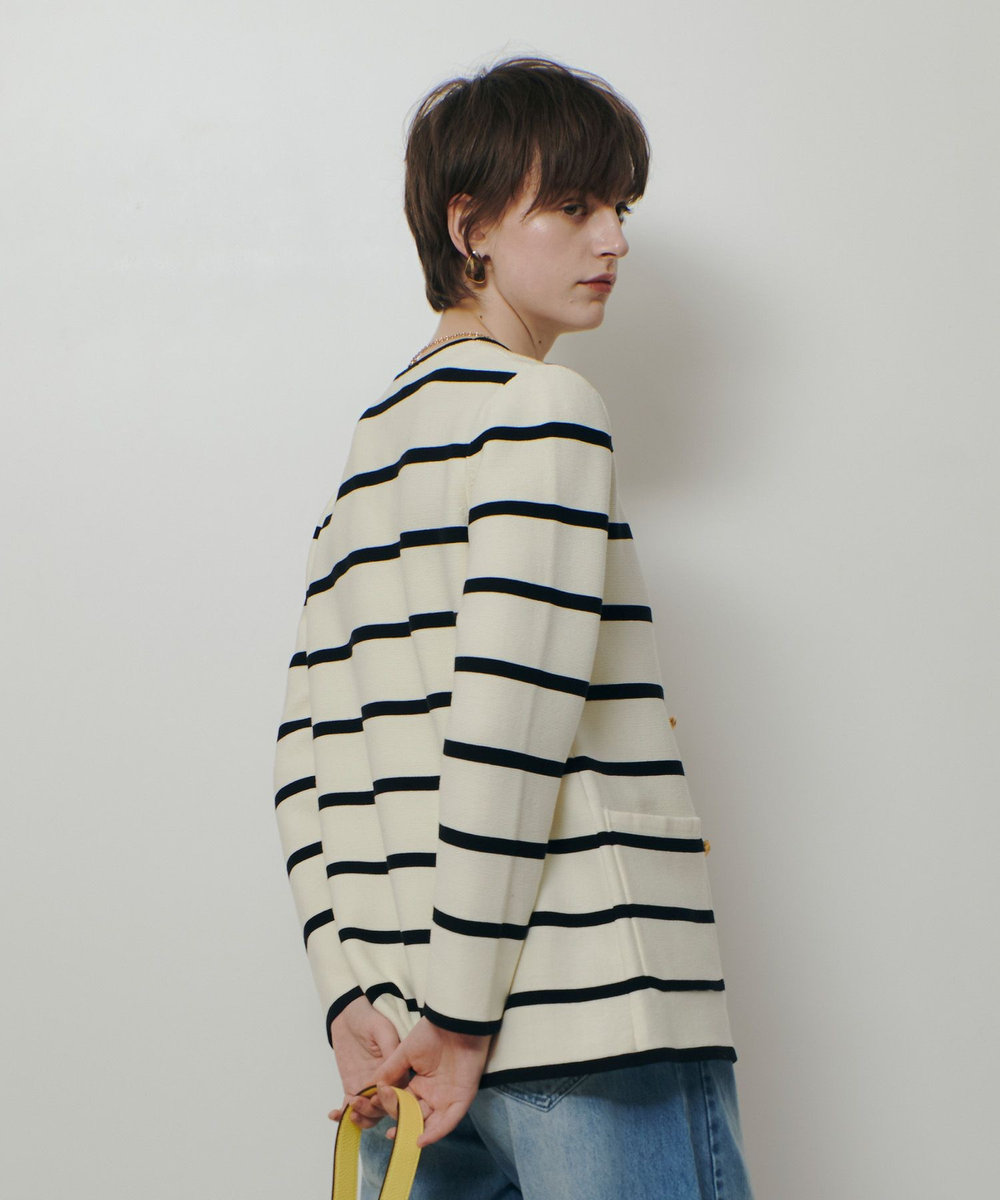 allureville ガーターノーカラーニットジャケット ブラック系 (98)