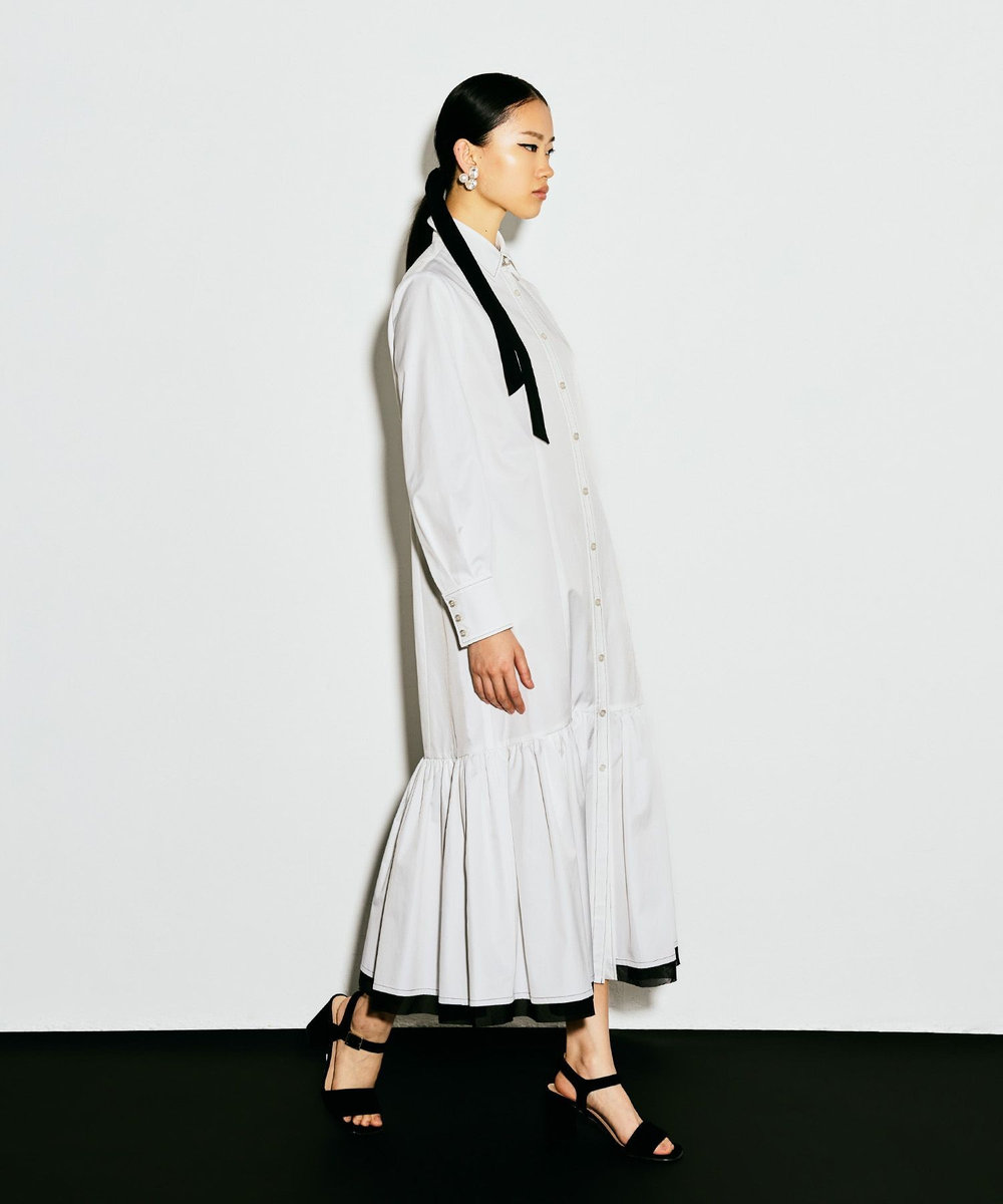LOULOU WILLOUGHBY 【LOULOU WILLOUGHBY】メモリーツイルティアードシャツワンピース ホワイト系 (08)