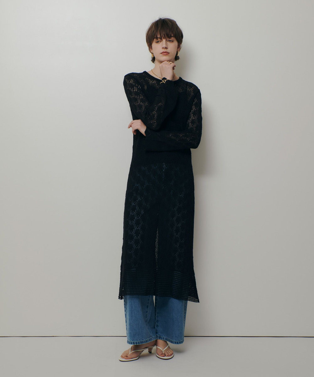 allureville レースニットワンピース ブラック (95)