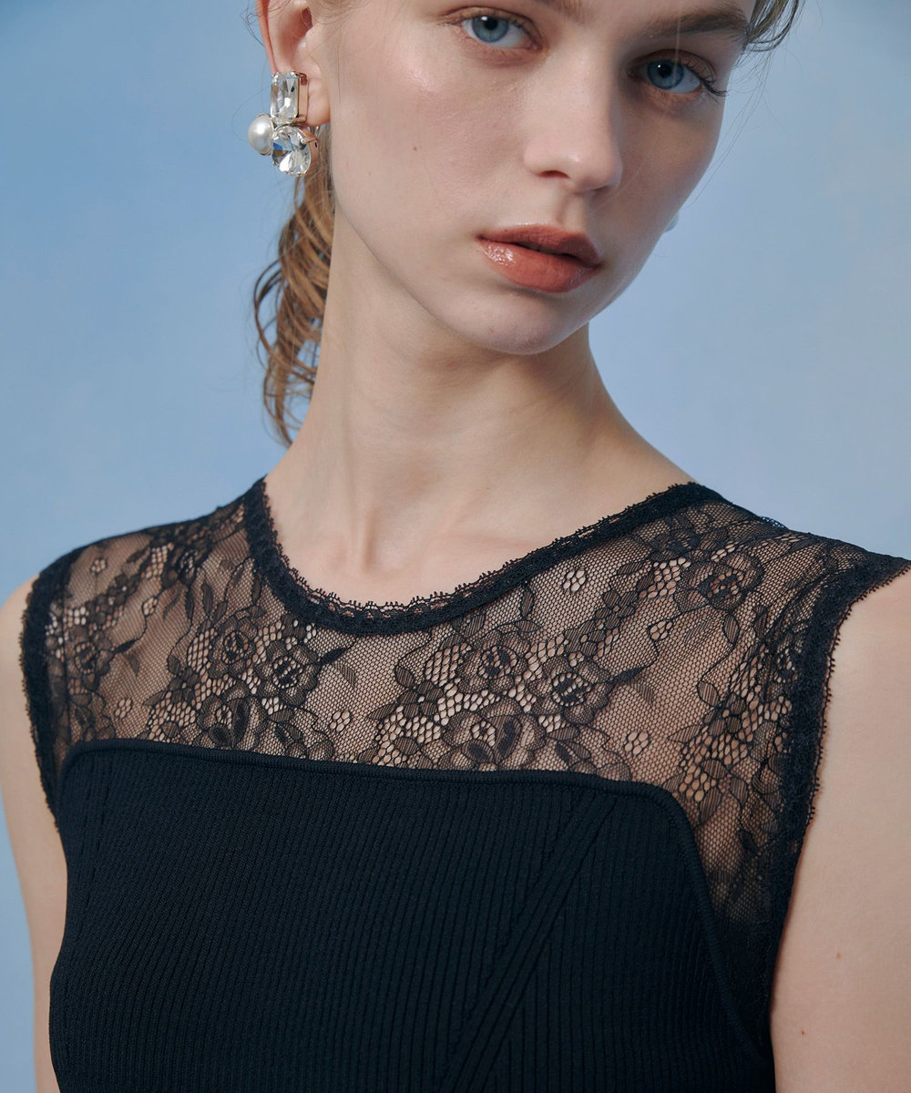 LOULOU WILLOUGHBY 【LOULOU WILLOUGHBY】レーシィビスチェプルオーバー ブラック (95)