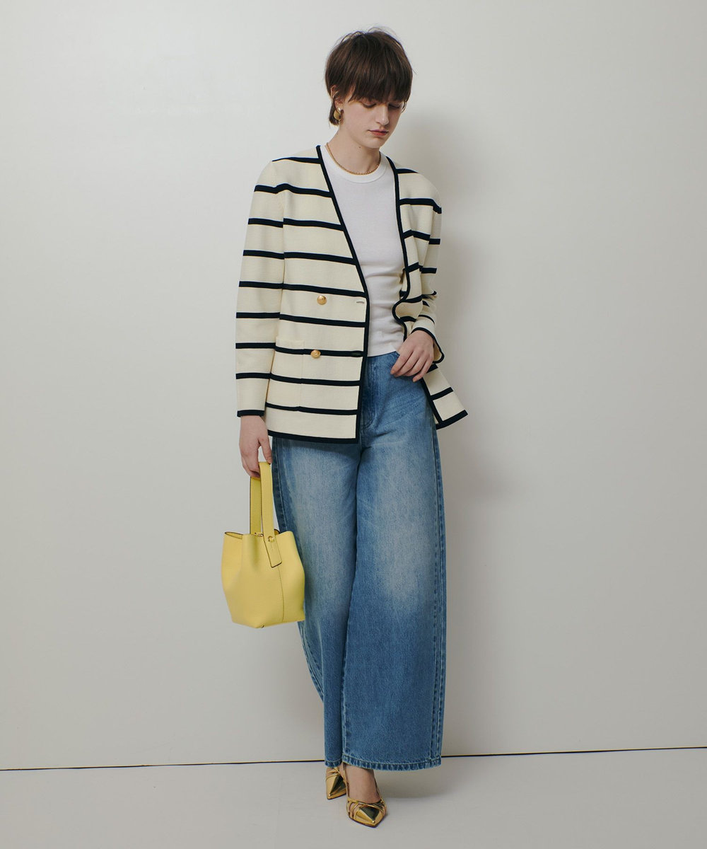 allureville ガーターノーカラーニットジャケット ブラック系 (98)