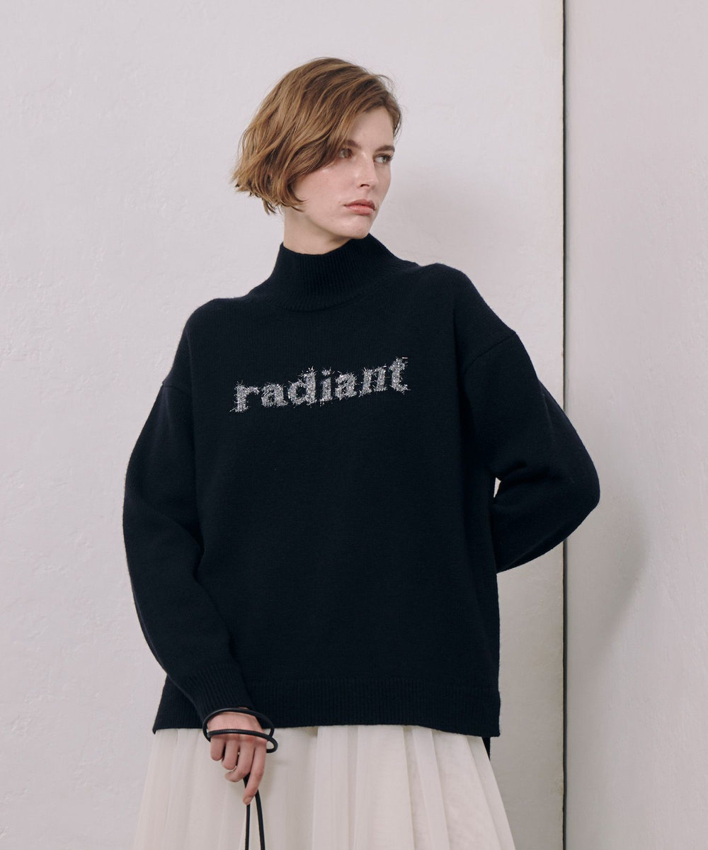 新品allureville ベルシルエットインターシャプルオーバー　24AW シャギーラメロゴインターシャプルオーバー|allureville OFFICIAL SITE