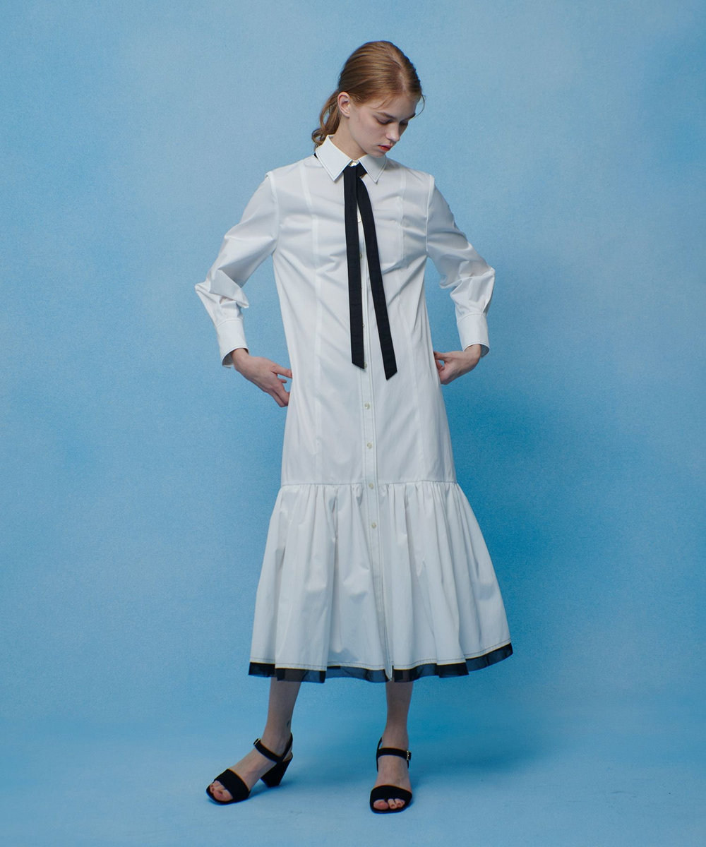 LOULOU WILLOUGHBY 【LOULOU WILLOUGHBY】メモリーツイルティアードシャツワンピース ホワイト系 (08)