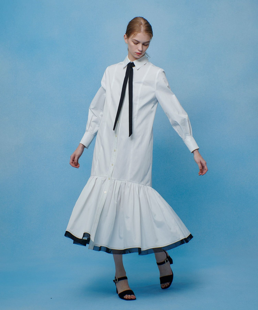 LOULOU WILLOUGHBY 【LOULOU WILLOUGHBY】メモリーツイルティアードシャツワンピース ホワイト系 (08)
