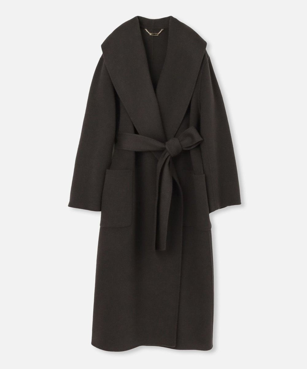 allureville カシミヤ混リバービックショールコート チャコールグレー (94)