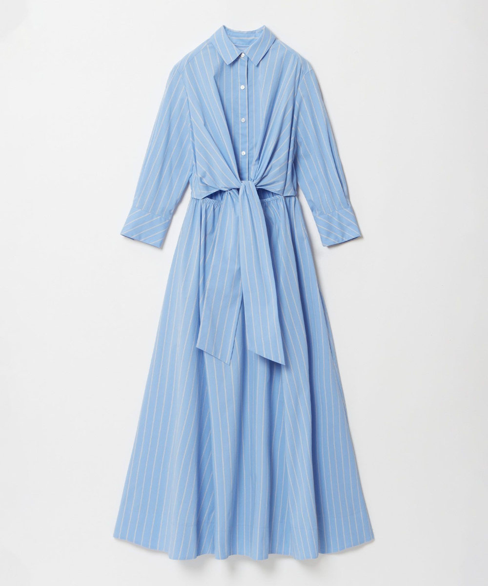 allureville ピンストライプノットシャツワンピース ブルー (61)