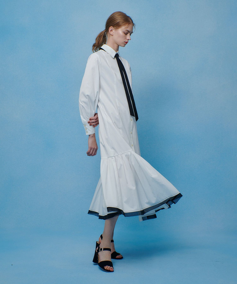 LOULOU WILLOUGHBY 【LOULOU WILLOUGHBY】メモリーツイルティアードシャツワンピース ホワイト系 (08)
