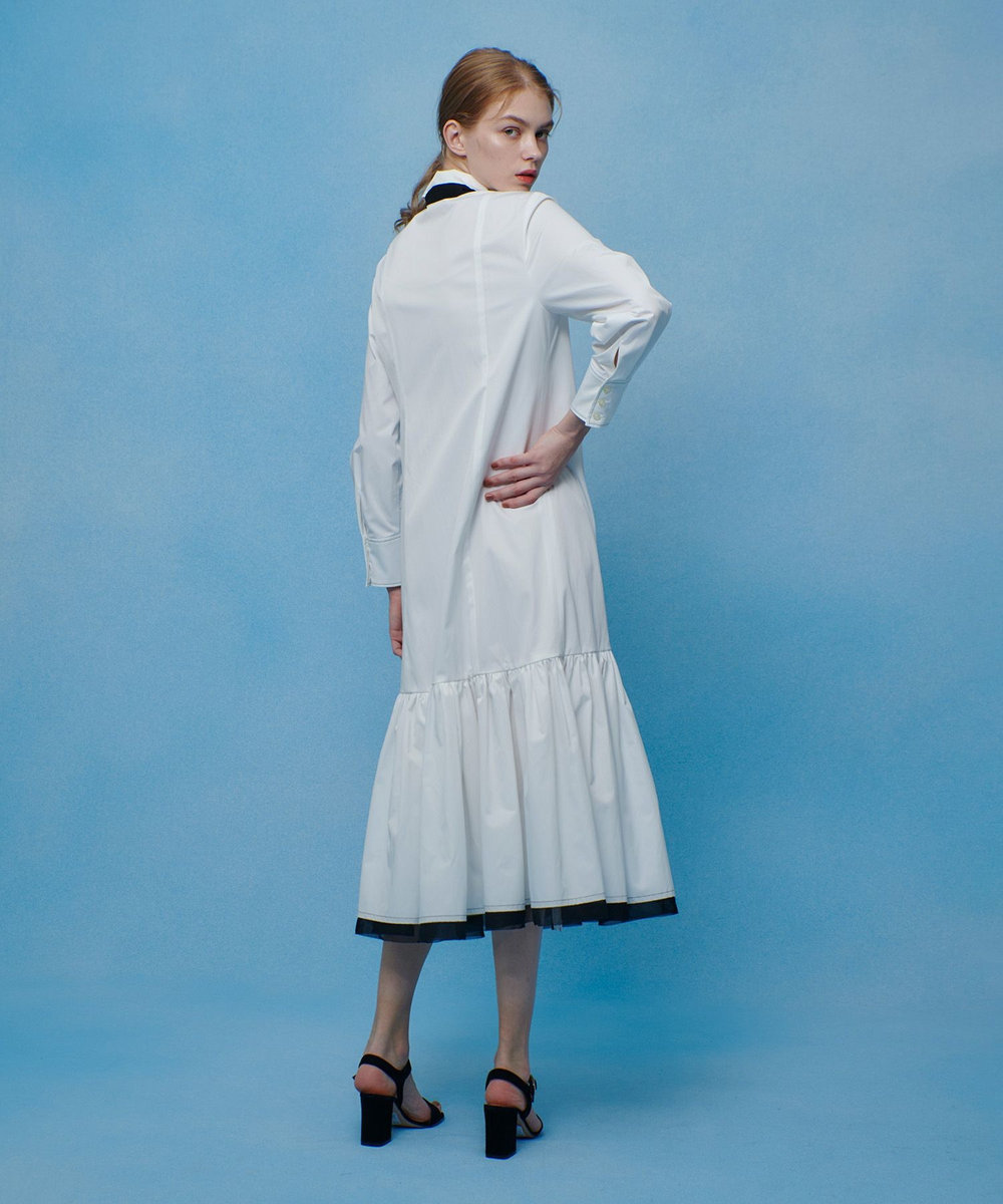 LOULOU WILLOUGHBY 【LOULOU WILLOUGHBY】メモリーツイルティアードシャツワンピース ホワイト系 (08)