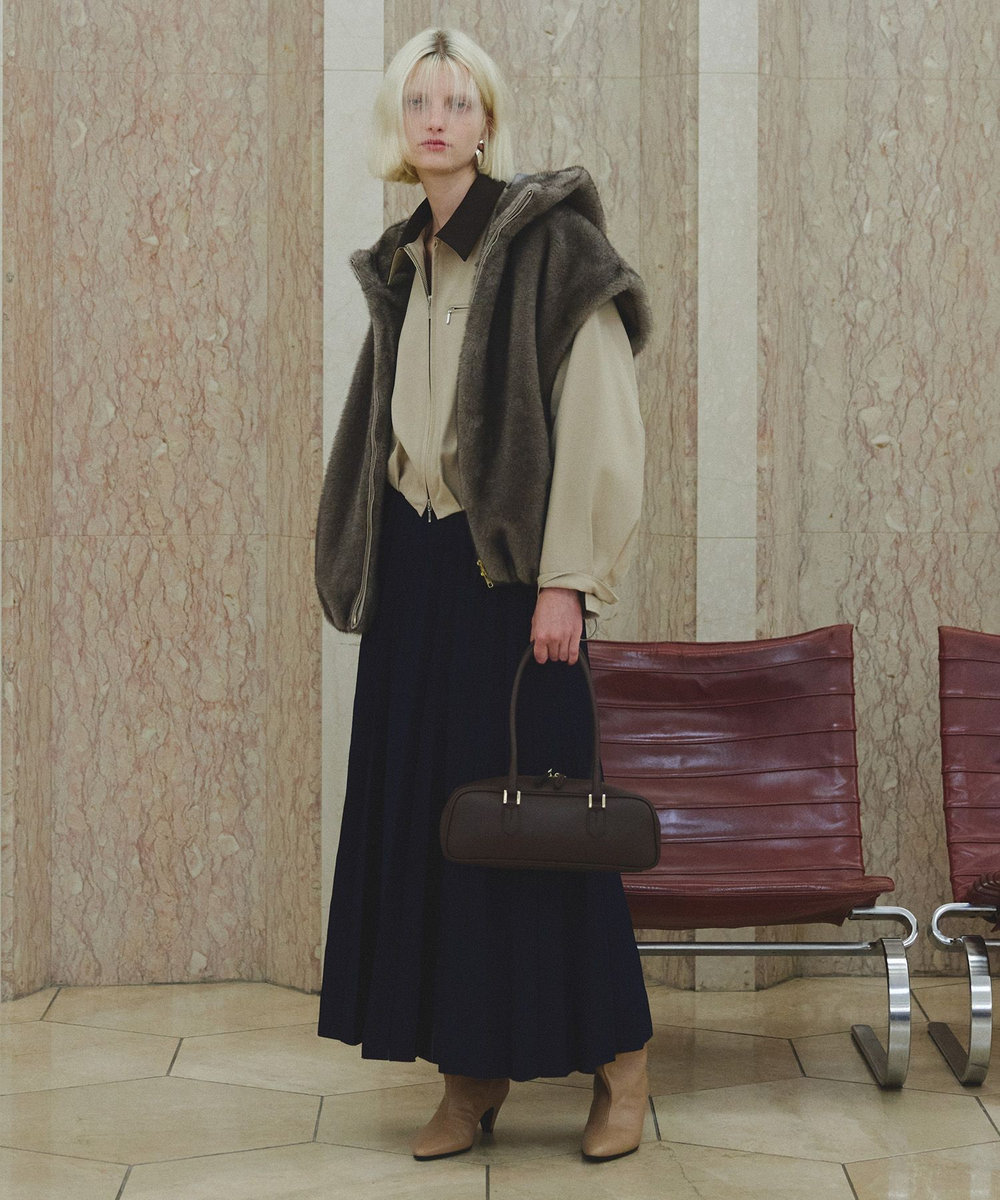 allureville フェイクミンクファーフーディーブルゾン ダークブラウン (82)