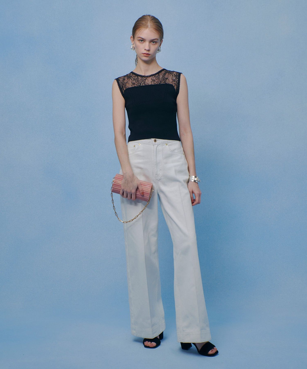 LOULOU WILLOUGHBY 【LOULOU WILLOUGHBY】レーシィビスチェプルオーバー ブラック (95)