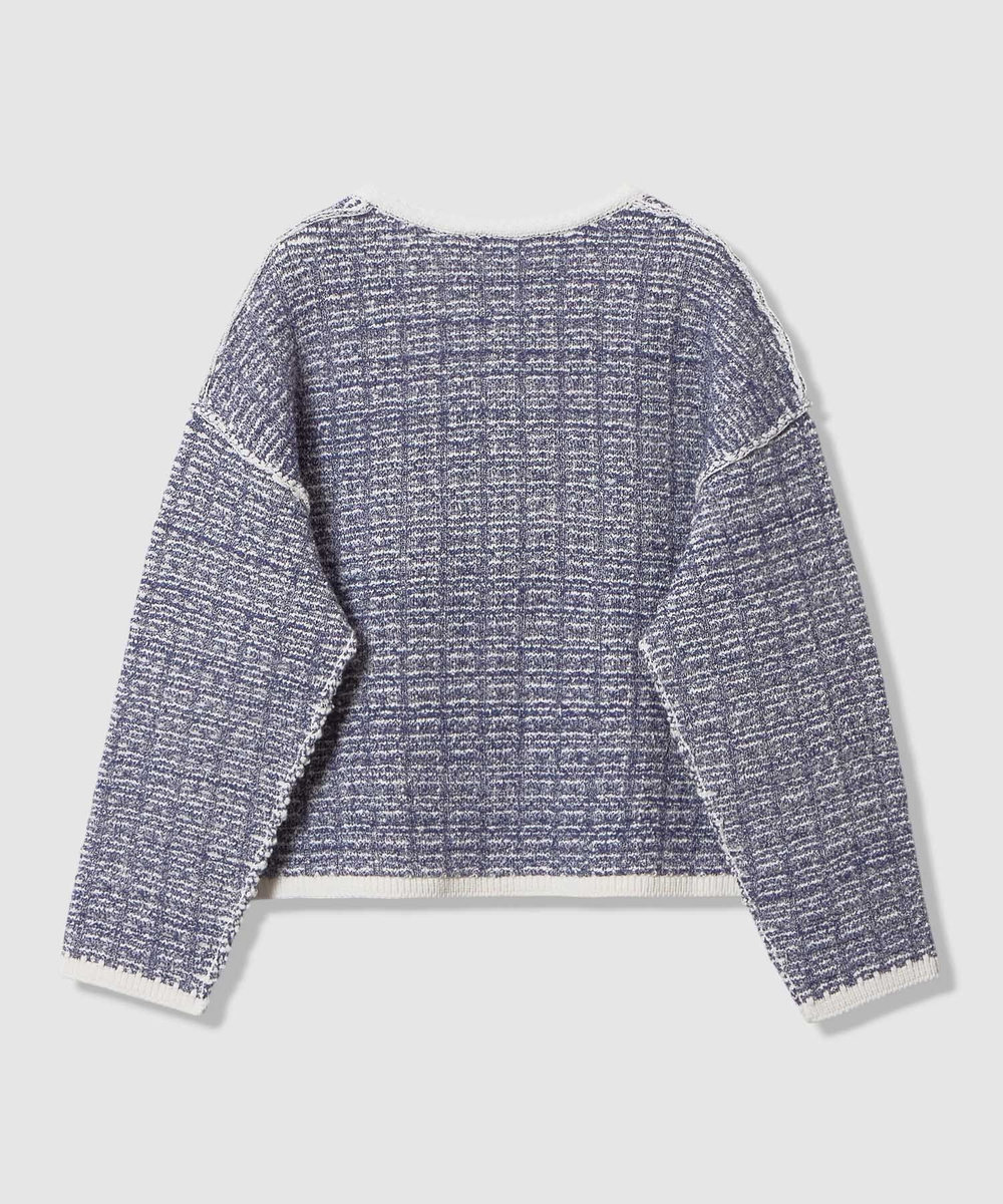 allureville リバーシブルツィードカーディガン ブルー系 (68)