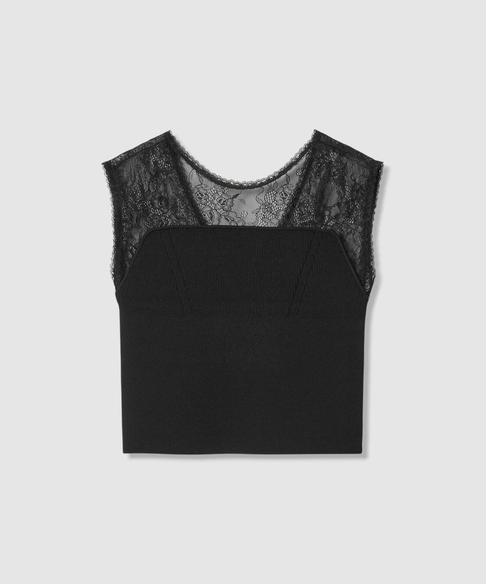 LOULOU WILLOUGHBY 【LOULOU WILLOUGHBY】レーシィビスチェプルオーバー ブラック (95)