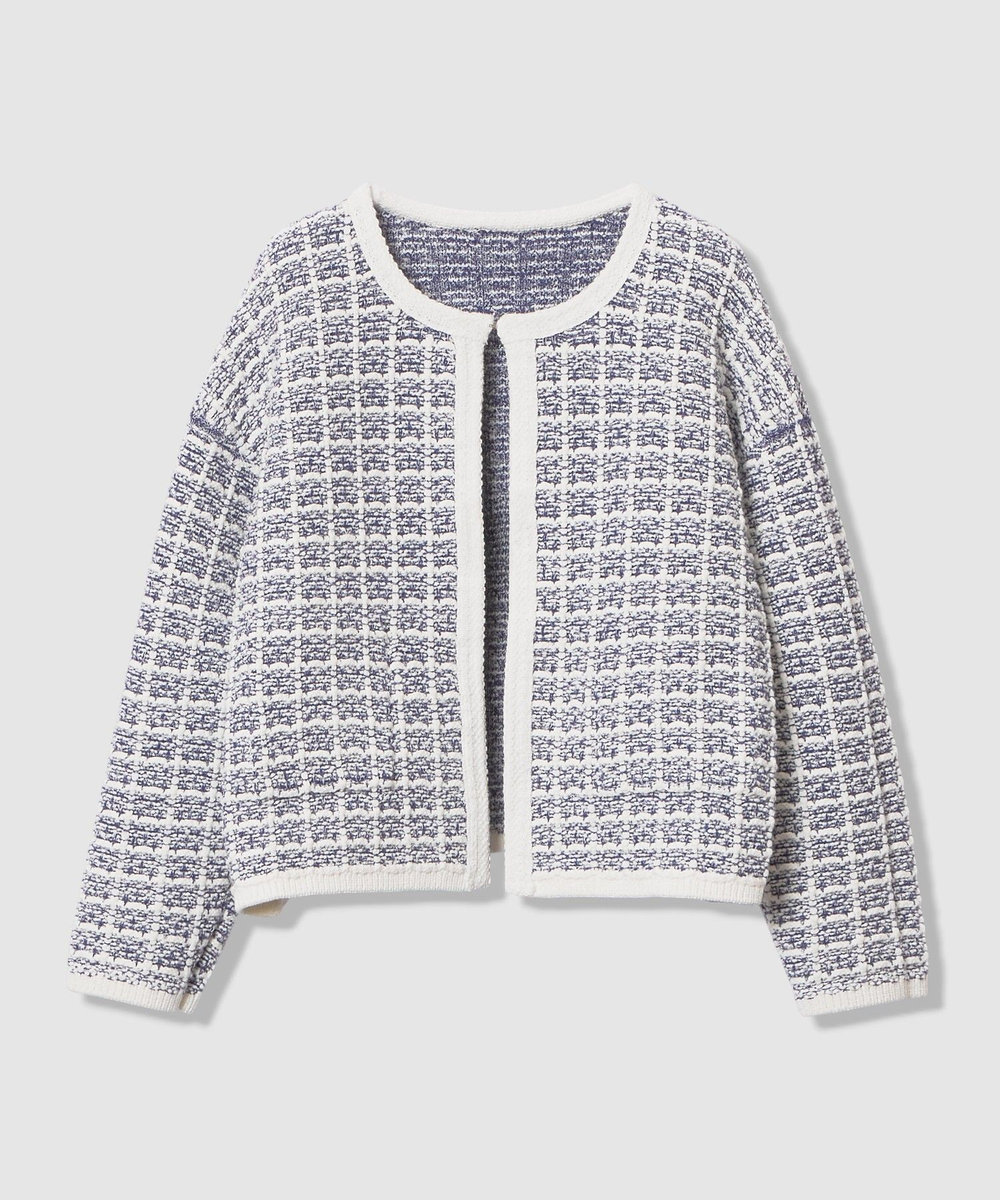 allureville リバーシブルツィードカーディガン ブルー系 (68)