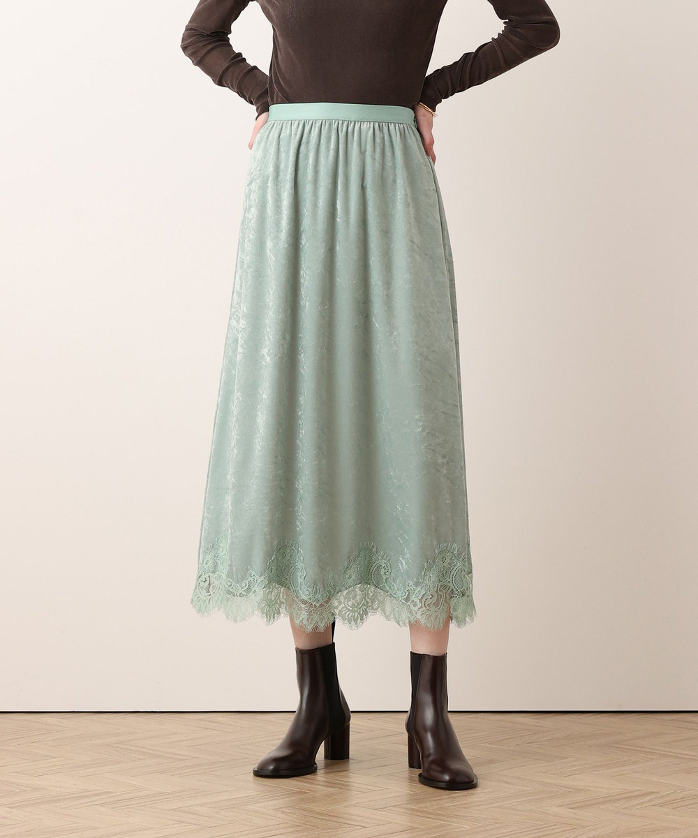 allureville ベロアレースコンビスカート ミントグリーン (73)