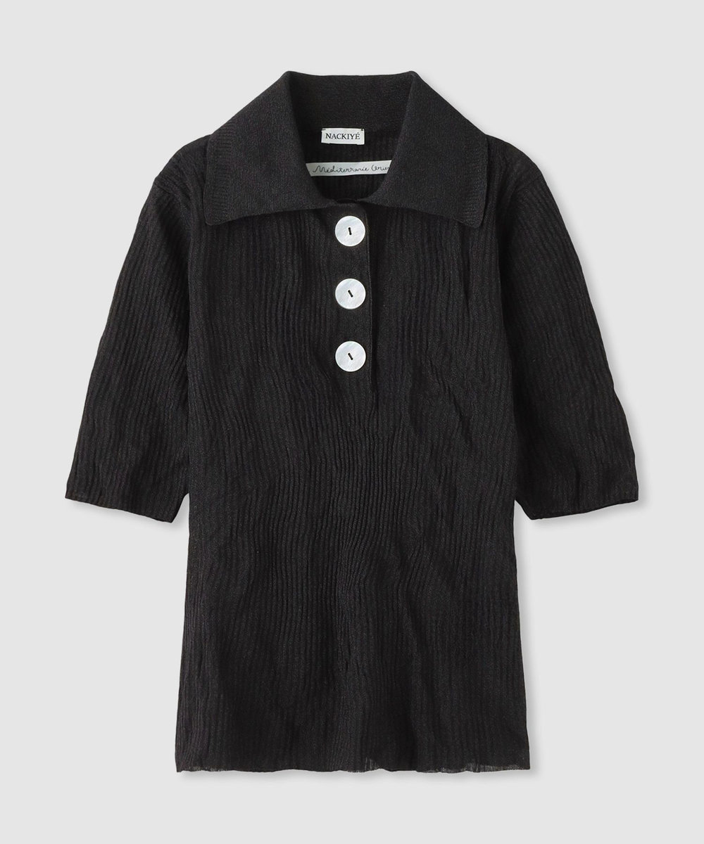 NACKIYE ナキエ　SUGARMAN POLO KNIT 黒　ポロニット NACKIYE(ナキエ)】SUGARMAN POLO KNIT SHEER｜LOULOU WILLOUGHBY