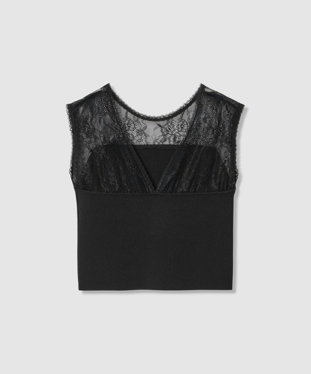 LOULOU WILLOUGHBY 【LOULOU WILLOUGHBY】レーシィビスチェプルオーバー ブラック (95)