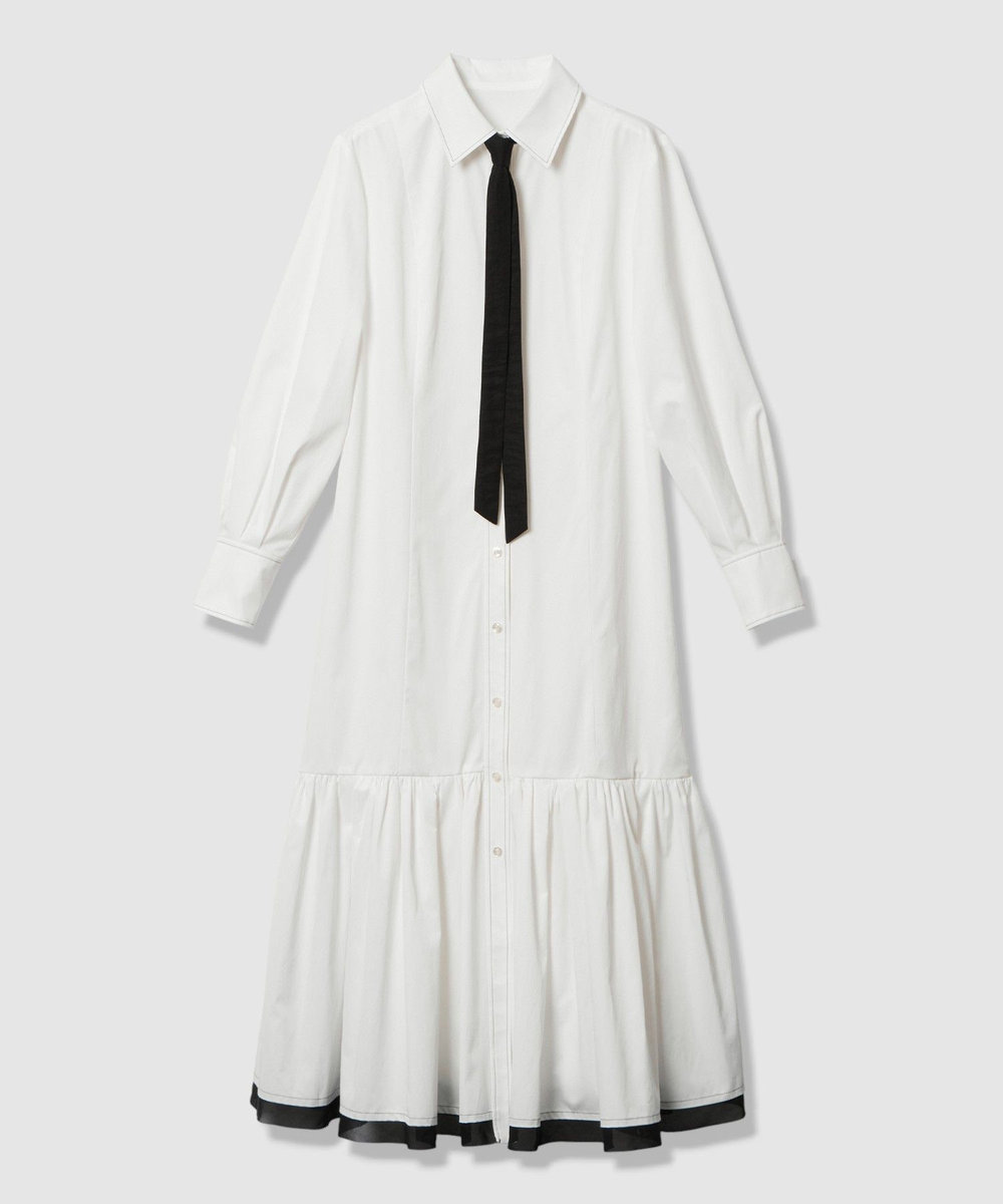 LOULOU WILLOUGHBY 【LOULOU WILLOUGHBY】メモリーツイルティアードシャツワンピース ホワイト系 (08)