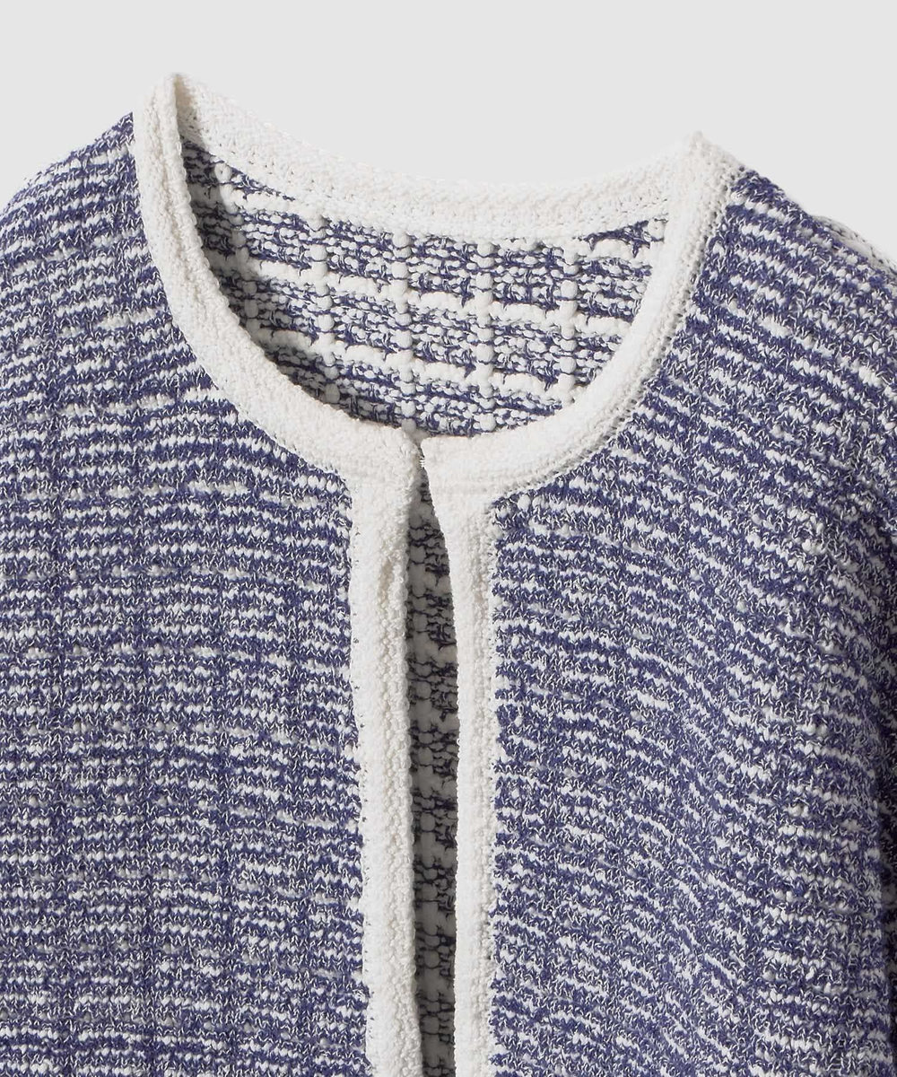 allureville リバーシブルツィードカーディガン ブルー系 (68)