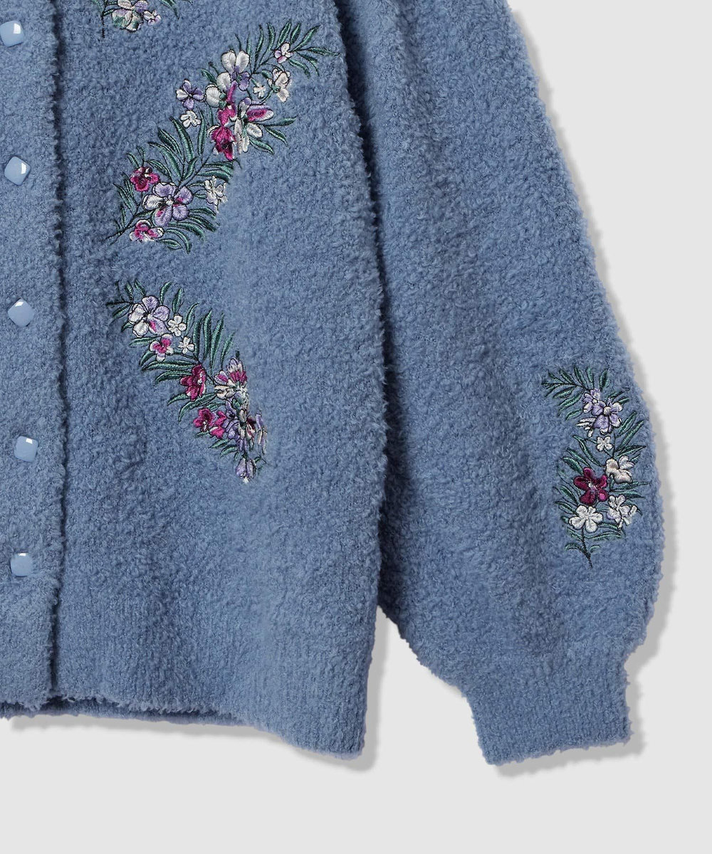 LOULOU WILLOUGHBY 【LOULOU WILLOUGHBY】フラワーズエンブロイダリーカーディガン ブルー (61)