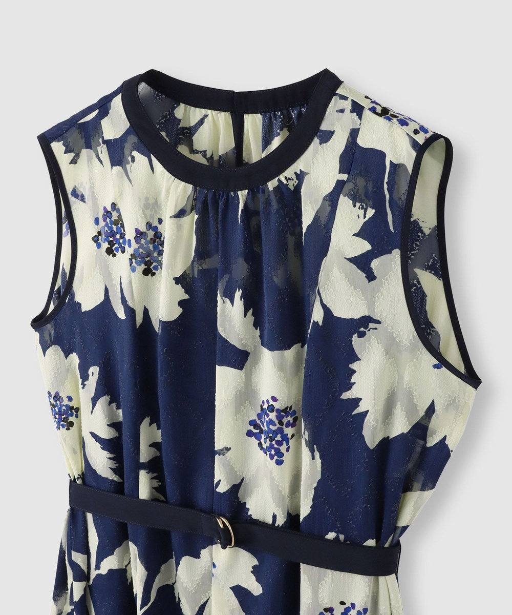 allureville ◇BIG FLOWER シアードレス ネイビー (65)