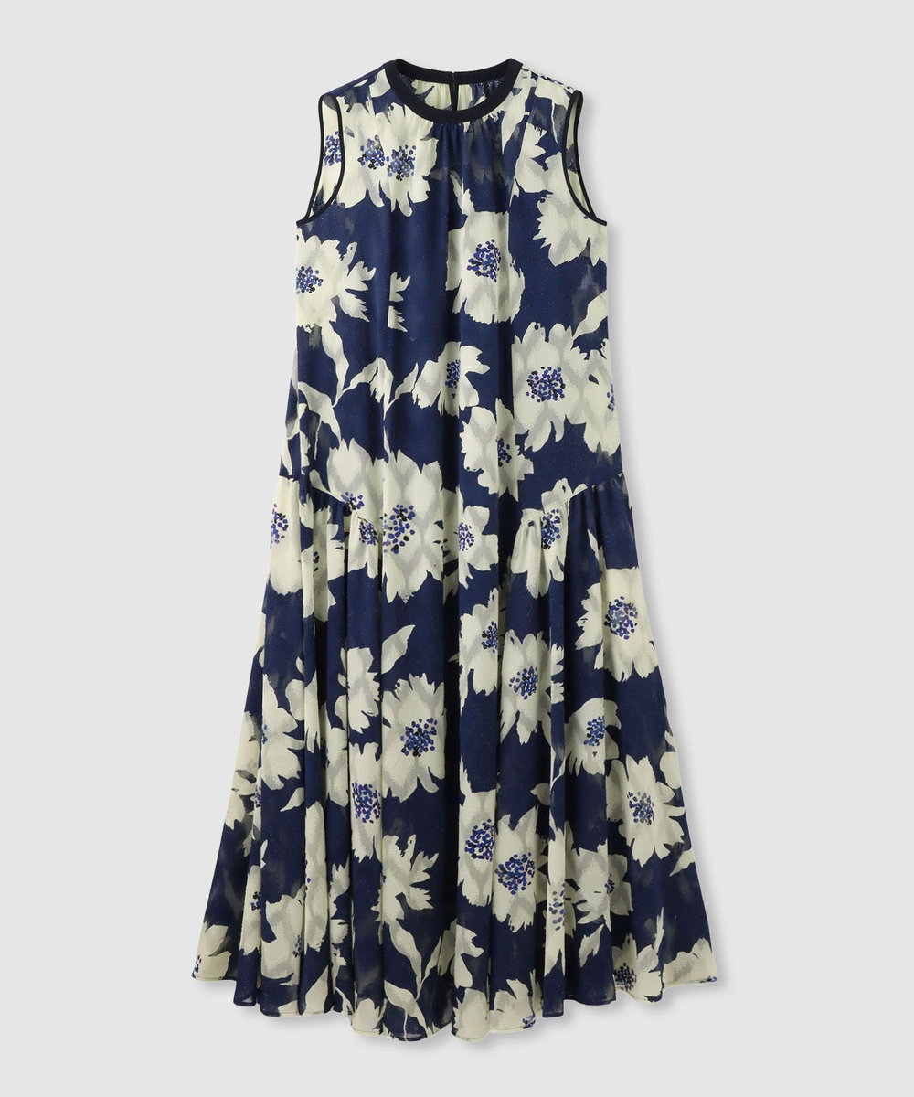 allureville ◇BIG FLOWER シアードレス ネイビー (65)