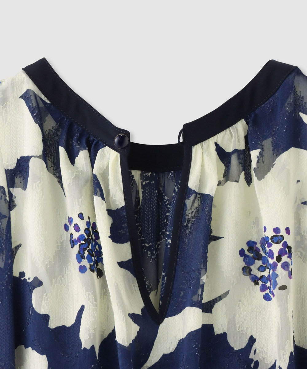allureville ◇BIG FLOWER シアードレス ネイビー (65)