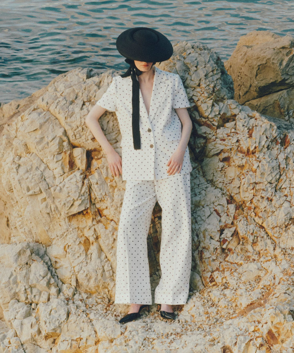 LOULOU WILLOUGHBY 【LOULOU WILLOUGHBY】リネン混ドットワイドパンツ ホワイト系 (08)